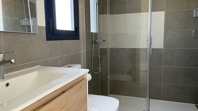 One of the two bathrooms