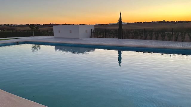 The same pool after sunset